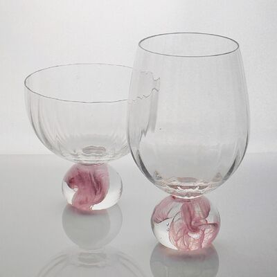 High Clarity Pink Cloud Crystal Wine Glass Set Designed for in Restaurants Bars and Wine Tasting Events Offering Superior Presentation