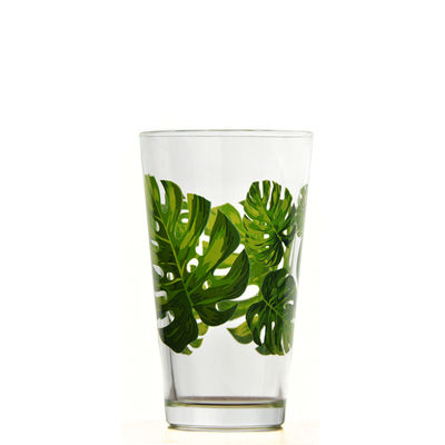 Monstera Leaf 16 Oz Beer Glasses With Color Decal