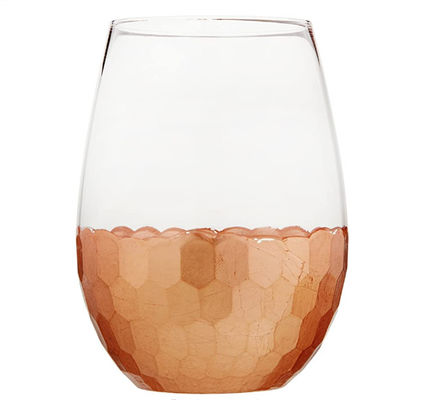 450ml Gold Cutted Honeycomb Stemless Crystal Wine Glass
