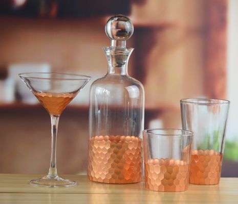 450ml Gold Cutted Honeycomb Stemless Crystal Wine Glass