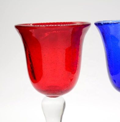 Handblown Solid Color Mexican Bubbles Goblet Crystal Wine Glass