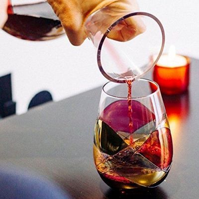 Handpainted Stemless Golden Luster Crystal Wine Glass , Engraved Crystal Glasses