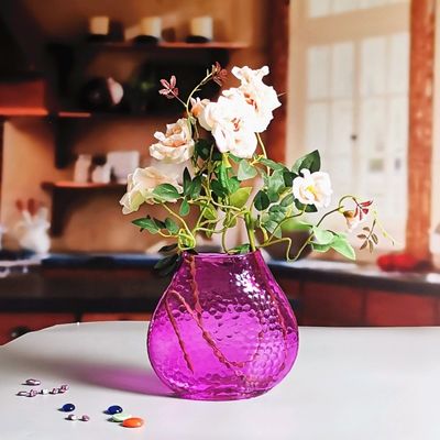 Home Decoration 8" Fish Style Vintage Pink Glass Vase
