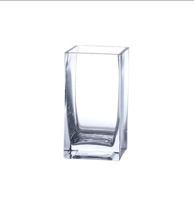 Handmade Square 8 Inch Glass Vase For Centerpieces