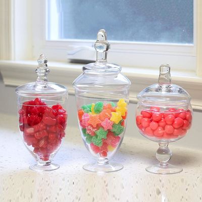 Multipurpose Set Of 3 Clear Glass Jars For Kitchen