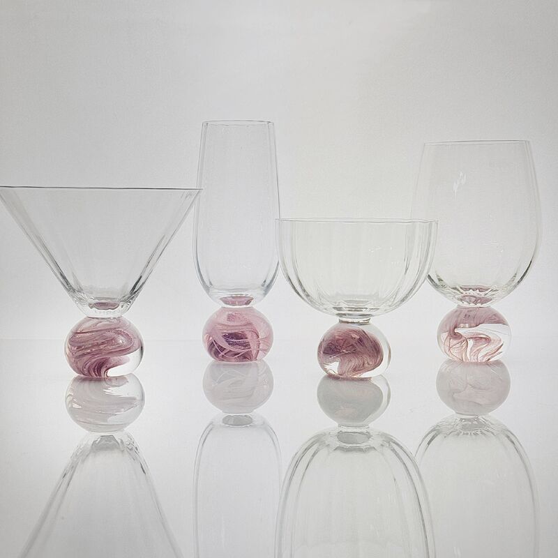 High Clarity Pink Cloud Crystal Wine Glass Set Designed for in Restaurants Bars and Wine Tasting Events Offering Superior Presentation