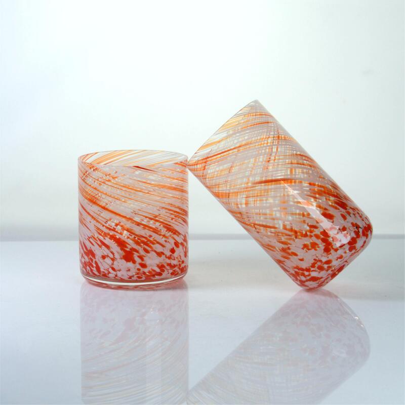 качество Hand-blown Orange Swirl Confetti Glass Cup - Artisan Crafted Drinking Glass for Whiskey and Cocktails завод
