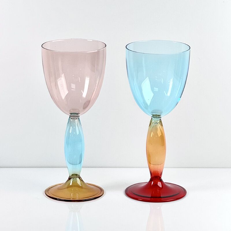 Качество Hand-Blown Gradient Color Borosilicate Wine Glasses, Multi-Color Artistic Stem Goblets for Wine, Cocktail, Home Bar & Party Decor фабрика
