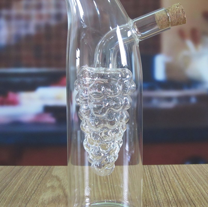 качество Двухслойный стеклянный контейнер в виде винограда с крышкой для масла завод