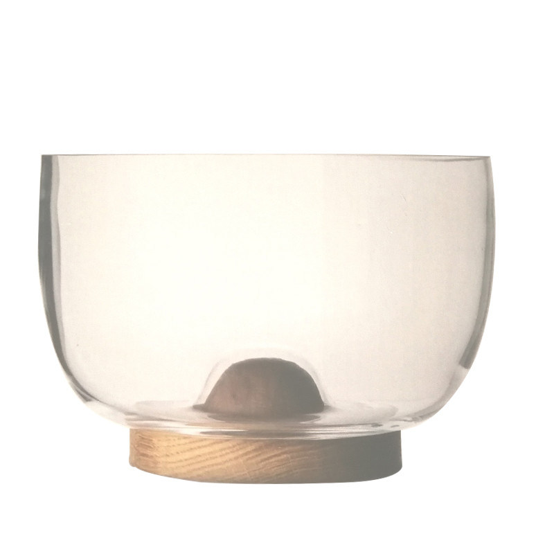 качество 9 дюймовая стеклянная салатная чаша с кристаллическим стеклом и деревянным стендом, которая улучшает вкус пищевых блюд. завод