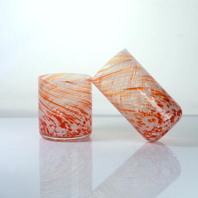 качество Hand-blown Orange Swirl Confetti Glass Cup - Artisan Crafted Drinking Glass for Whiskey and Cocktails завод