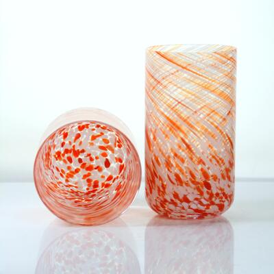 качество Hand-blown Orange Swirl Confetti Glass Cup - Artisan Crafted Drinking Glass for Whiskey and Cocktails завод