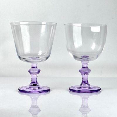 качество 4‑Pack Vintage Purple Stem Wine Glasses, Assorted Shapes Clear Cup with Decorative Purple Stem, Handblown Glass Goblets for Wedding Party Home Tabletop Decoration завод