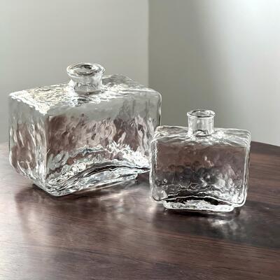 качество Rectangular Clear Hammered Glass Vase - Modern Minimalist Decorative Flower Vase for Table Centerpiece завод
