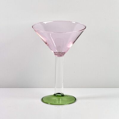 Качество Hand Blown Borosilicate Stemmed Wine & Cocktail Glass Set, Pink Bowl with Green Hollow Stem Base, Colored Spray Tinted Art Goblets for Bar, Wedding & Table Decor фабрика