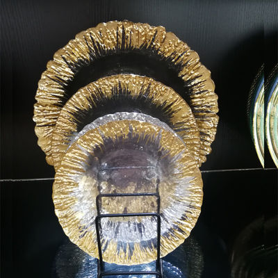 качество Золотые десертные стеклянные зарядные пластины, декоративные зарядные пластины для свадьбы завод