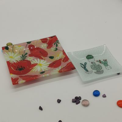 качество Настроить цвет в кактус квадратные стеклянные столовые тарелки завод