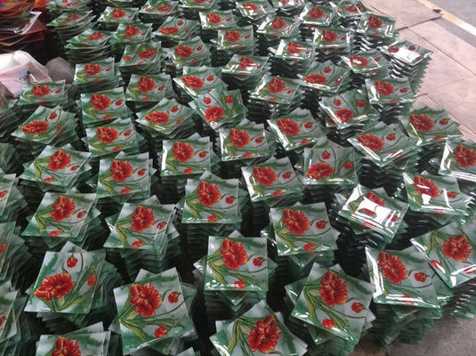 качество Настроить цвет в кактус квадратные стеклянные столовые тарелки завод