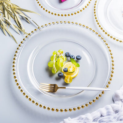 качество Золото украшенные стеклянные зарядные пластины завод