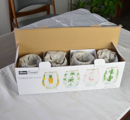 качество Ручно окрашенный золотой обрам вино стеклянный тумблер с цветовым декалом завод