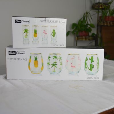 качество Ручно окрашенный золотой обрам вино стеклянный тумблер с цветовым декалом завод