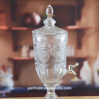 качество Глубокое Cutted выгравировало стеклянный опарник 5l с крышкой. Стеклянные опарникы хранения еды завод