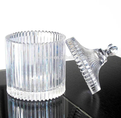 качество Домой Выгравированные полоски Большой стеклянный контейнер с крышкой завод